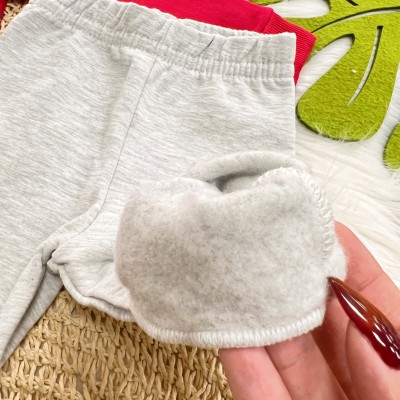 Conj. Jaqueta de Moletom Lacinho e Calça Legging - Vermelho e Mescla